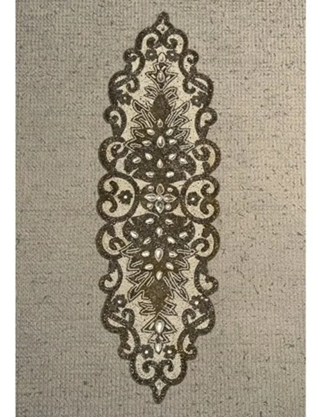 Pier 1 Imports Made In India Handmade Beaded Table Runner Cream Scroll 38